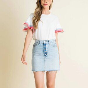 NWT THML White Textured Flutter Sleeve Top